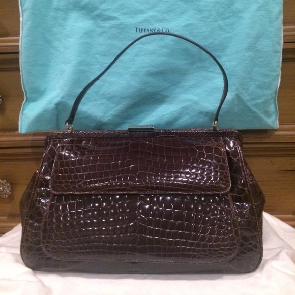 Tiffany & Co. Handbags - TIFFANY & CO. Brown Crocodile Laurelton Bag